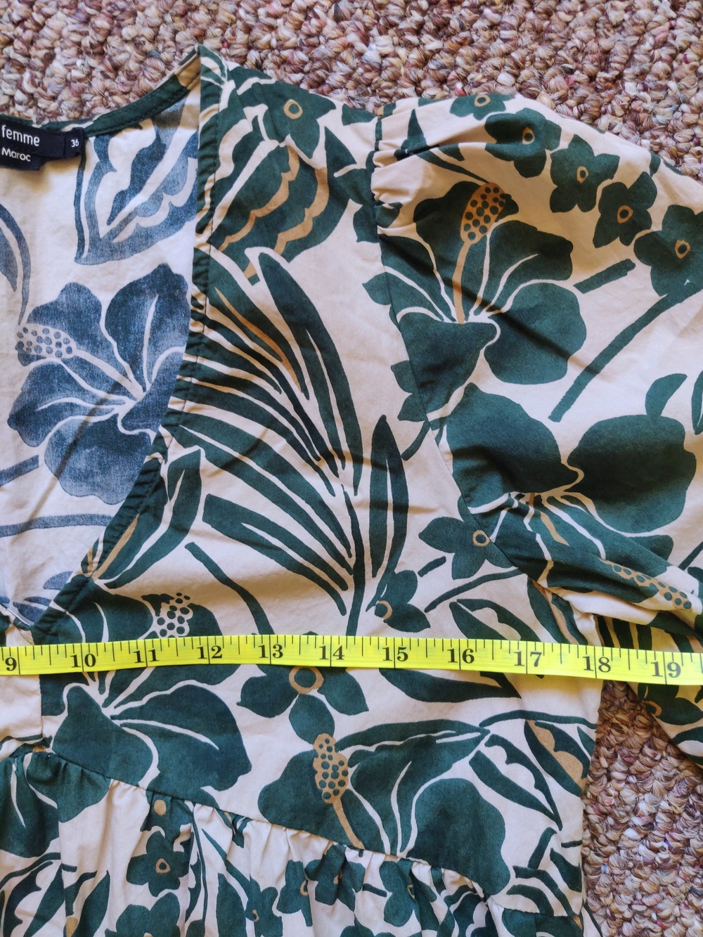 Green and Cream Floral Midi Dress like Boden style M - Picture 3 of 9